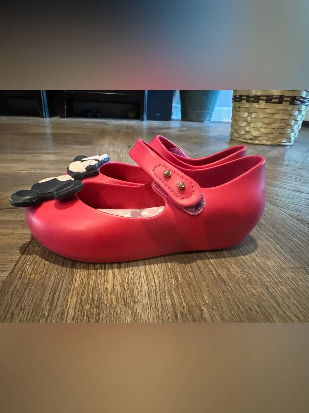 Mini Melissa Kissing Minnie & Mickey Red Pink Mary Shoes Flats Size 9